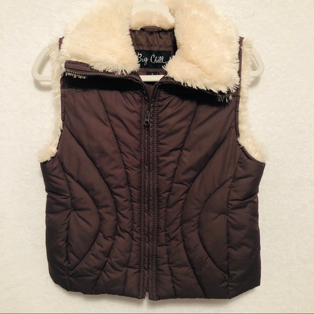 Big Chill Brown Vest With Fuzzy Neck